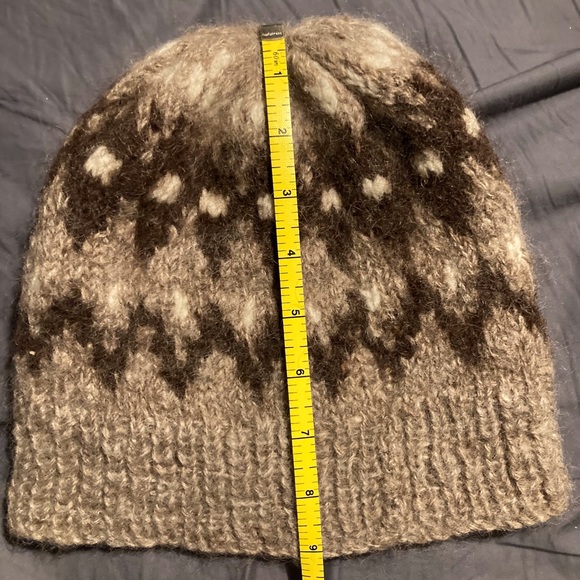 Beanie Wool Winter Hat Angora Wool- Nordic Fair Isle design natural colors - Picture 4 of 4